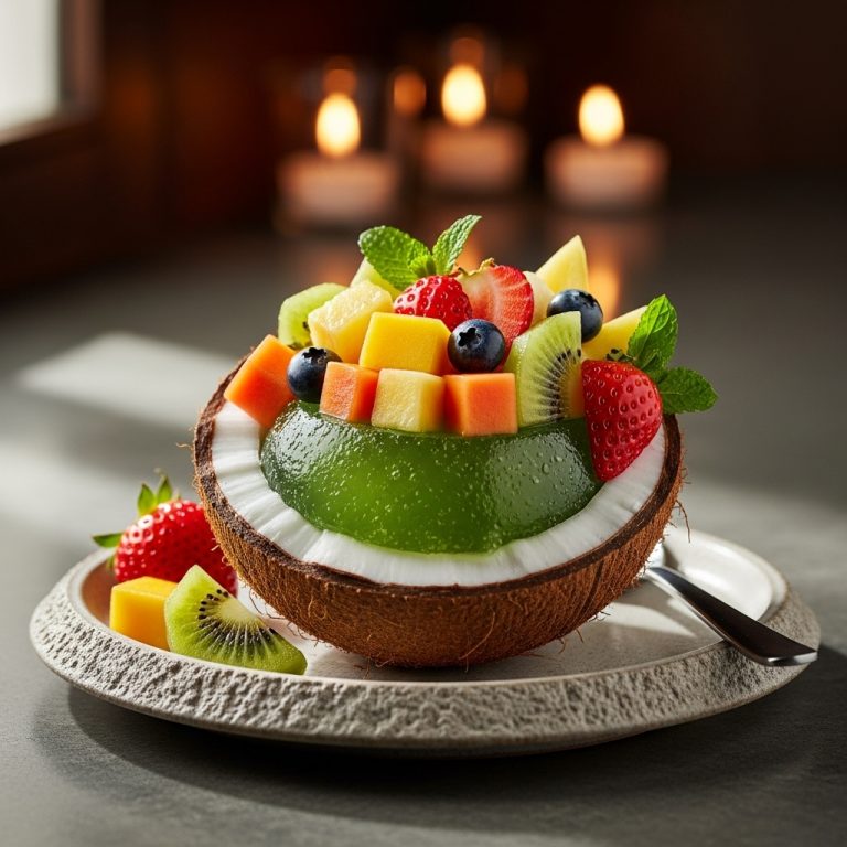 Tropical Fruit Salad in Coconut Lime Gelée